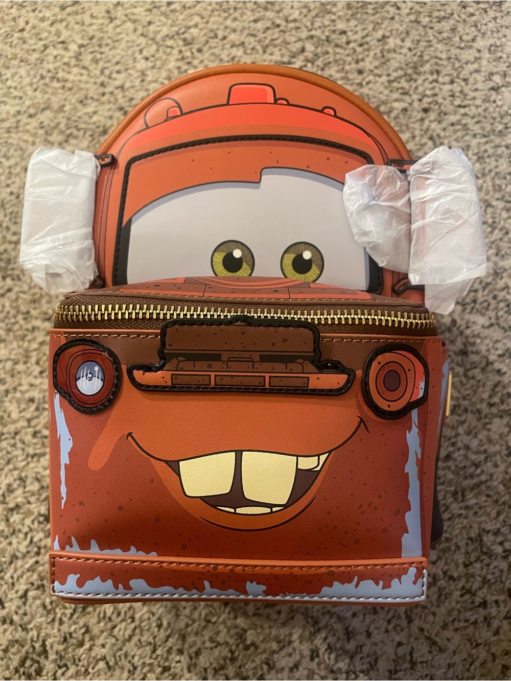 Disney’s Cars Mater Loungefly Mini Backpack Brown